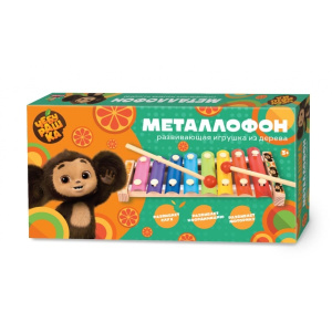 Игрушка деревянная Чебурашка металлофон 9*1,5*18,5, коробка Буратино в кор.50шт