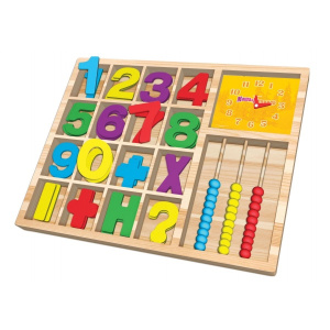 Игрушка деревянная Маша и Медведь счетный материал с часами, терм. пакет Буратино в кор.120шт