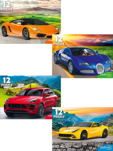 ПАЗЛЫ 12 элементов. КРУТЫЕ АВТОМОБИЛИ (Арт. П12-1555) кратно 32