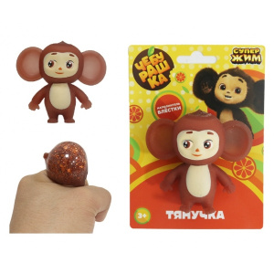 Игрушка-антистресс тянучка Чебурашка наполнение блестки, блистер Супер Жим в кор.2*24шт