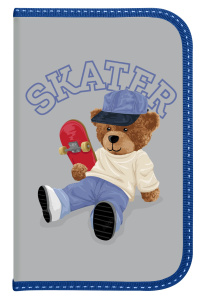 Пенал 1 секц. бол. Schoolformat КРУТОЙ МИШКА 190х115х20 мм серый ламин.картон