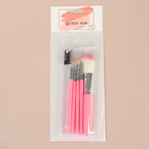Набор кистей д/макияжа 5пр Нежность 14см роз PVC чех пакет QF 3738637 (10702070/260623/3258793, Кита