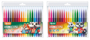 Фломастеры Schoolformat ЯРКИЕ ЗВЕРЯТА классические 18 цв. кругл. корп. смываемые блист. упак.