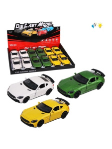 Машина металлическая, инерционная, открываются двери, свет, звук, в комплекте тестовые батарейки AG3