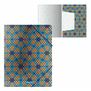 Папка на резинках пластиковая ErichKrause® Blue&Orange Beads, A4 (в пакете по 4 шт.)