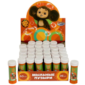 Мыльные пузыри Чебурашка 60мл, дисп.23*23*11см ИГРАЕМ ВМЕСТЕ уп-36шт в кор.6уп