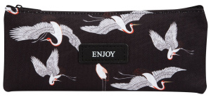 Пенал 1 отд. Creativiki ЖУРАВЛИ 200х90х5 мм черн. полиэстер