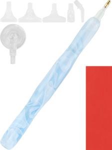 Стилус для алмазной мозаики голубой (6 насадок, клей в наборе, в пакете) (арт. ННД-3474)