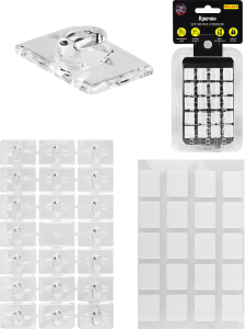 Набор самоклеющихся крючков (для гирлянд), прозрачные, 1,3х1,9 см, 20 шт (Собс. разраб.) СКЧ-3217