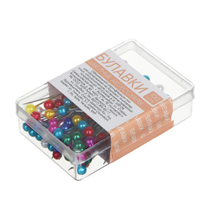 Набор булавок 100шт в пластиковой коробке, металл (10702070/020222/3042327, Китай)