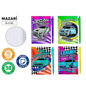Набор МАШИНКИ, в комплекте: блокнот 10 x 14 см, внутренний блок в клетку (38 листов, плотность бумаг