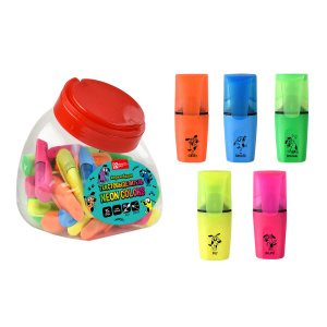 Текстовыделитель арт. 58697 / 35 ВЕСЕЛЫЕ ПЕСИКИ (БАНКА, 35 шт., ассорти, цвет: жёлтый, зелёный, оран